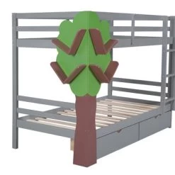 Twin-Over-Twin Bunk Bed With A Tree Decor And Two Storage Drawers-ModernLuxe 19 Twin-Over-Twin Bunk Bed With A Tree Decor And Two Storage Drawers-ModernLuxe -Professional Childrens Furniture Store GUEST 03cd6975 5f79 4ee5 b04d 823772e42455
