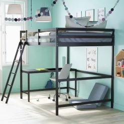 Flash Furniture Riley Loft Bed Frame With Desk, Wooden Bed Frame With Protective Guard Rails & Ladder For Kids And Teens -Professional Childrens Furniture Store GUEST 04701f97 3ee8 483a aa2f f38638acd013
