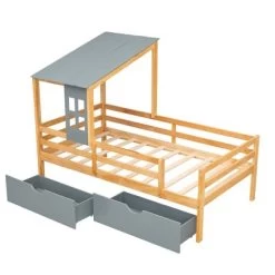 Twin Size House Low Loft Bed With Two Storage Drawers - ModernLuxe -Professional Childrens Furniture Store GUEST 0775eda5 6ab0 475a 8699 8999183c9ae7