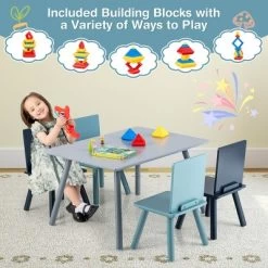 Costway 5 Piece Kids Wooden Activity Table And 4 Chairs Play Set Gift W/ Building Blocks -Professional Childrens Furniture Store GUEST 07ffa41a 0fbb 4514 a500 6ad2fe5a0cee