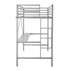 Emma And Oliver Metal Loft Bed Frame With Desk, Protective Guard Rails And Ladder For Kids, Teens And Adults -Professional Childrens Furniture Store GUEST 08223e53 828e 426e 854b 7bb950ff8279