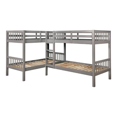 Quadruple Twin Kids' Martell Bunk Bed Gray - IoHOMES 2 Quadruple Twin Kids' Martell Bunk Bed Gray - IoHOMES - Image 2