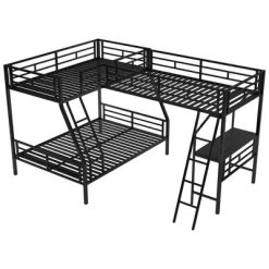 Twin Over Full Metal Bunk Bed With Twin Size Loft Bed And Desk, Black - ModernLuxe 14 Twin Over Full Metal Bunk Bed With Twin Size Loft Bed And Desk, Black - ModernLuxe -Professional Childrens Furniture Store GUEST 0b7c2d78 4379 4111 a7b0 300df1bbe354