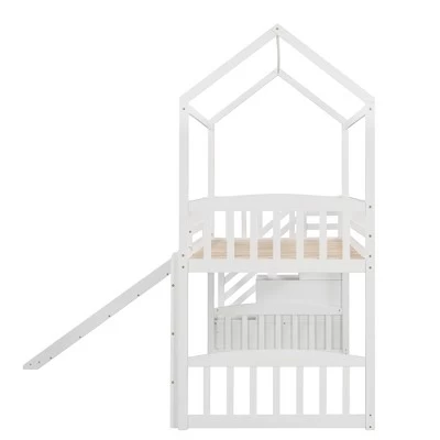 Twin Size House Shape Loft Bed With Two Drawers And Slide - ModernLuxe 7 Twin Size House Shape Loft Bed With Two Drawers And Slide - ModernLuxe - Image 7