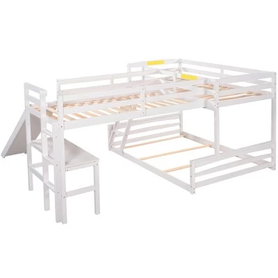 Twin Over Full Bunk Bed With Twin Size Loft Bed With Desk, Slide And Full Length Rail - ModernLuxe 6 Twin Over Full Bunk Bed With Twin Size Loft Bed With Desk, Slide And Full Length Rail - ModernLuxe - Image 6