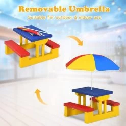Costway Kids Picnic Table Set W/Removable Umbrella Indoor Outdoor Garden Patio -Professional Childrens Furniture Store GUEST 0bf20db2 726c 4431 8eb7 85324d62d518