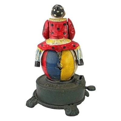 Design Toscano Spinning Acrobat Clown On Globe Authentic Iron Mechanical Bank 2 Design Toscano Spinning Acrobat Clown On Globe Authentic Iron Mechanical Bank - Image 2