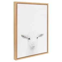 24" X 18" Baby Goat Framed Canvas Art Natural - Uniek