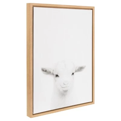 24" X 18" Baby Goat Framed Canvas Art Natural - Uniek 1 24" X 18" Baby Goat Framed Canvas Art Natural - Uniek