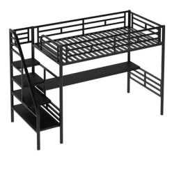 Metal Twin Size Loft Bed With Desk, Black - ModernLuxe -Professional Childrens Furniture Store GUEST 0fba7b43 5338 471d 9e9a 0931239107e9