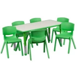 Flash Furniture 23.625"W X 47.25"L Rectangular Plastic Height Adjustable Activity Table Set With 6 Chairs -Professional Childrens Furniture Store GUEST 1011de92 1358 40ec 9e6a 3dc1e96cd79b