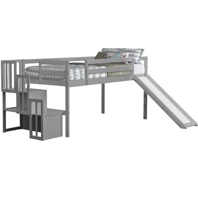 Twin Size Loft Bed With Staircase, Safety Guardrails And Slide-ModernLuxe 4 Twin Size Loft Bed With Staircase, Safety Guardrails And Slide-ModernLuxe - Image 4