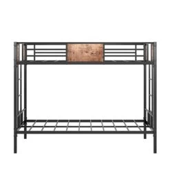 Twin Over Twin Metal Bunk Bed With Ladder And Full-Length Guardrail, Black-ModernLuxe -Professional Childrens Furniture Store GUEST 11d303e1 4769 4429 af66 2b380238c2ef