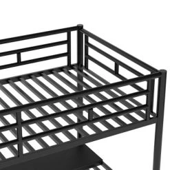 Metal Twin Size Loft Bed With Desk, Black - ModernLuxe -Professional Childrens Furniture Store GUEST 12ab2b6d ed9c 4232 ab77 9d5f0c0b3449
