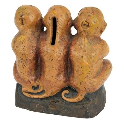 Design Toscano Speak No, See No, Hear No Evil Monkeys Still Action Die-Cast Iron Coin Bank 3 Design Toscano Speak No, See No, Hear No Evil Monkeys Still Action Die-Cast Iron Coin Bank - Image 3