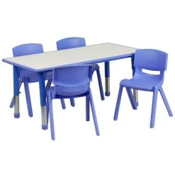Flash Furniture 23.625"W X 47.25"L Rectangular Plastic Height Adjustable Activity Table Set With 4 Chairs -Professional Childrens Furniture Store GUEST 1512f213 74b3 45b1 95fa 8f563fa9dc63