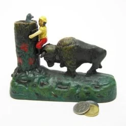 Design Toscano Butting Buffalo Collectors' Die Cast Iron Mechanical Coin Bank