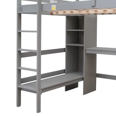 Full Size Loft Bed With Multifunction Shelves And Under-Bed Desk - ModernLuxe 10 Full Size Loft Bed With Multifunction Shelves And Under-Bed Desk - ModernLuxe - Image 10