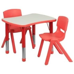 Flash Furniture 21.875"W X 26.625"L Rectangular Plastic Height Adjustable Activity Table Set With 2 Chairs -Professional Childrens Furniture Store GUEST 1790f57d 47de 4357 b310 ad8017afd599