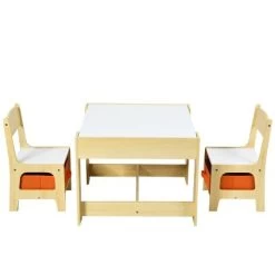 Costway Kids Table Chairs Set With Storage Boxes Blackboard Whiteboard Drawing GreyNature -Professional Childrens Furniture Store GUEST 190d4cc4 df34 490c a6ee 74817933076c
