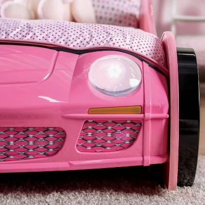 Twin Naglin Racing Car Bed With Led Headlight Pink - HOMES: Inside + Out 5 Twin Naglin Racing Car Bed With Led Headlight Pink - HOMES: Inside + Out - Image 5