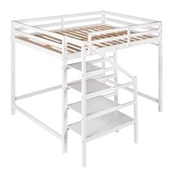 Full Size Loft Bed With Staircase And Safety Guardrails Gray/White-ModernLuxe 16 Full Size Loft Bed With Staircase And Safety Guardrails Gray/White-ModernLuxe -Professional Childrens Furniture Store GUEST 1afeb3a3 f201 4c9a 85be 1c91189a0c59