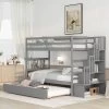 Twin Over Twin Bunk Bed With Trundle, Stairs And Storage Shelves-ModernLuxe