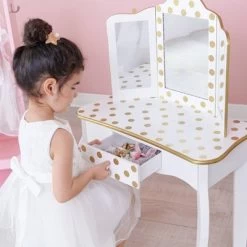 Fashion Polka Dot Gisele Play Vanity Set With Led Mirror White/Gold - Teamson Kids 30 Fashion Polka Dot Gisele Play Vanity Set With Led Mirror White/Gold - Teamson Kids -Professional Childrens Furniture Store GUEST 1d8d35a1 1982 42c4 a223 b6ce266208ff