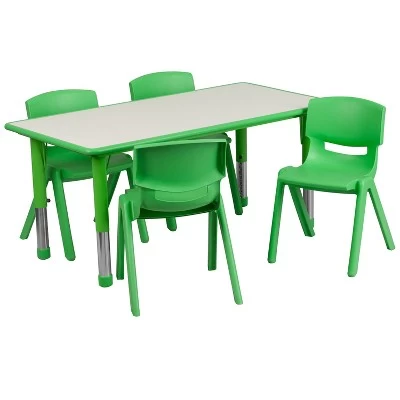 Emma And Oliver 23.625"W X 47.25"L Rectangular Plastic Height Adjustable Activity Table Set With 4 Chairs 10 Emma And Oliver 23.625"W X 47.25"L Rectangular Plastic Height Adjustable Activity Table Set With 4 Chairs - Image 10