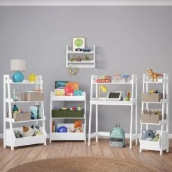 Kids' Desk With Ladder Shelf Storage And 2 Bonus Magnetic Art Display Bars White - RiverRidge Home -Professional Childrens Furniture Store GUEST 1ee5c927 59cf 479c ae12 45aea42d9f95 1