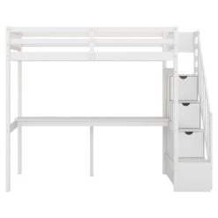 Twin Size Loft Bed With Storage Staircase And Built-in Desk-ModernLuxe -Professional Childrens Furniture Store GUEST 202eeca1 76d1 4d51 ad39 ae146adcd074