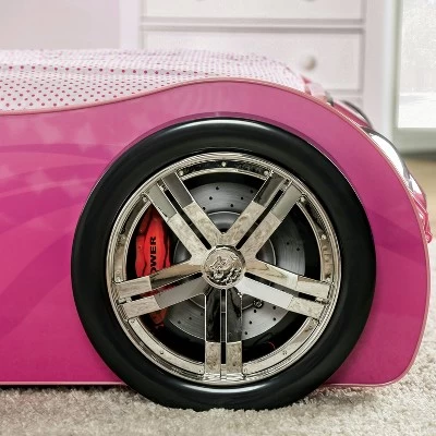 Twin Naglin Racing Car Bed With Led Headlight Pink - HOMES: Inside + Out 4 Twin Naglin Racing Car Bed With Led Headlight Pink - HOMES: Inside + Out - Image 4
