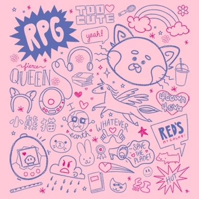 Girl's Turning Red Doodle Collage T-Shirt 1 Girl's Turning Red Doodle Collage T-Shirt