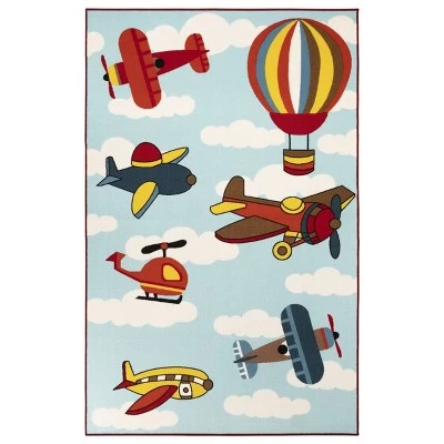 Non-Slip Airplane Modern Kid's Washable Indoor Area Rug - Blue Nile Mills 7 Non-Slip Airplane Modern Kid's Washable Indoor Area Rug - Blue Nile Mills - Image 7