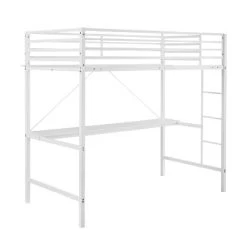 Emma And Oliver Metal Loft Bed Frame With Desk, Protective Guard Rails And Ladder For Kids, Teens And Adults -Professional Childrens Furniture Store GUEST 241bf851 1f84 42ed a178 199efccc0a35