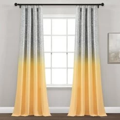52"x84" Set Of 2 Glitter Ombre Metallic Print Window Curtain Panels - Lush Décor