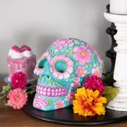 Northlight 7.75" Blue And Pink Day Of The Dead Skull Coin Bank -Professional Childrens Furniture Store GUEST 255ad5c4 cf22 44c4 a3a7 453ccfcc8341