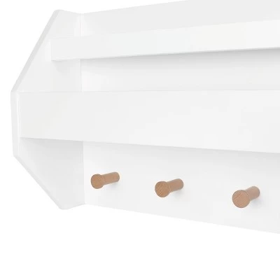 Kids' Catch-All Wall Shelf With Bookrack And Hooks White - RiverRidge Home 1 Kids' Catch-All Wall Shelf With Bookrack And Hooks White - RiverRidge Home