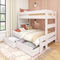 Max & Lily Farmhouse Twin Over Full Bunk Bed With Storage Drawers