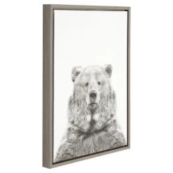 Bear Framed Canvas Art Gray (24"x18") - Uniek