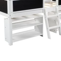 Twin Size Low Loft Bed With Two Removable Shelves, Ladder And Decorative Rail Chalkboard - ModernLuxe 14 Twin Size Low Loft Bed With Two Removable Shelves, Ladder And Decorative Rail Chalkboard - ModernLuxe -Professional Childrens Furniture Store GUEST 2c9ea90d 5d51 4b89 8f60 3655e543e203