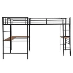 Metal Twin Size Loft Bed With Two Built-in Desks, Black - ModernLuxe -Professional Childrens Furniture Store GUEST 2ca544d5 0cdc 4769 a41c 97eade787cdf