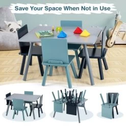 Costway 5 Piece Kids Wooden Activity Table And 4 Chairs Play Set Gift W/ Building Blocks -Professional Childrens Furniture Store GUEST 2d94490b 92d6 447b bc21 190846623851