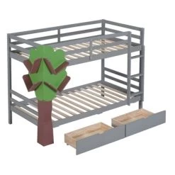 Twin-Over-Twin Bunk Bed With A Tree Decor And Two Storage Drawers-ModernLuxe 15 Twin-Over-Twin Bunk Bed With A Tree Decor And Two Storage Drawers-ModernLuxe -Professional Childrens Furniture Store GUEST 2fd025cd 7d2d 4e0e 9a5d b0fb7936473e