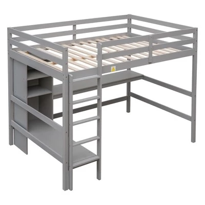 Full Size Loft Bed With Multifunction Shelves And Under-Bed Desk - ModernLuxe 4 Full Size Loft Bed With Multifunction Shelves And Under-Bed Desk - ModernLuxe - Image 4