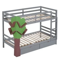Twin-Over-Twin Bunk Bed With A Tree Decor And Two Storage Drawers-ModernLuxe 14 Twin-Over-Twin Bunk Bed With A Tree Decor And Two Storage Drawers-ModernLuxe -Professional Childrens Furniture Store GUEST 32c649a9 f94f 497d 8e74 536858bda2d6