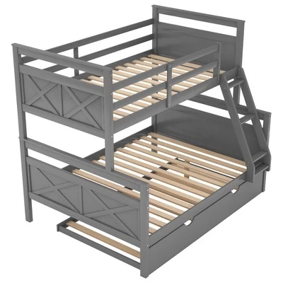 Twin Over Full Bunk Bed With Twin Size Trundle Bed, Ladder And Guardrail-ModernLuxe 6 Twin Over Full Bunk Bed With Twin Size Trundle Bed, Ladder And Guardrail-ModernLuxe - Image 6