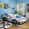 Twin Quessa Police Car Bed With Led Headlight Chair Black/White - HOMES: Inside + Out