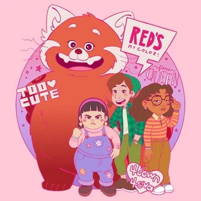 Girl's Turning Red Too Cute Group Pose T-Shirt 1 Girl's Turning Red Too Cute Group Pose T-Shirt