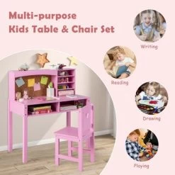 Costway Kids Desk And Chair Set Study Writing Workstation With Hutch & Bulletin Board -Professional Childrens Furniture Store GUEST 358527a9 14f6 4f84 834d 07f9f78d0ae4